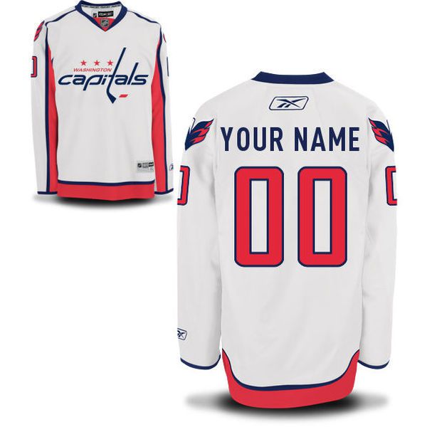 Reebok Washington Capitals Men Premier Away Custom NHL Jersey - White->customized nhl jersey->Custom Jersey